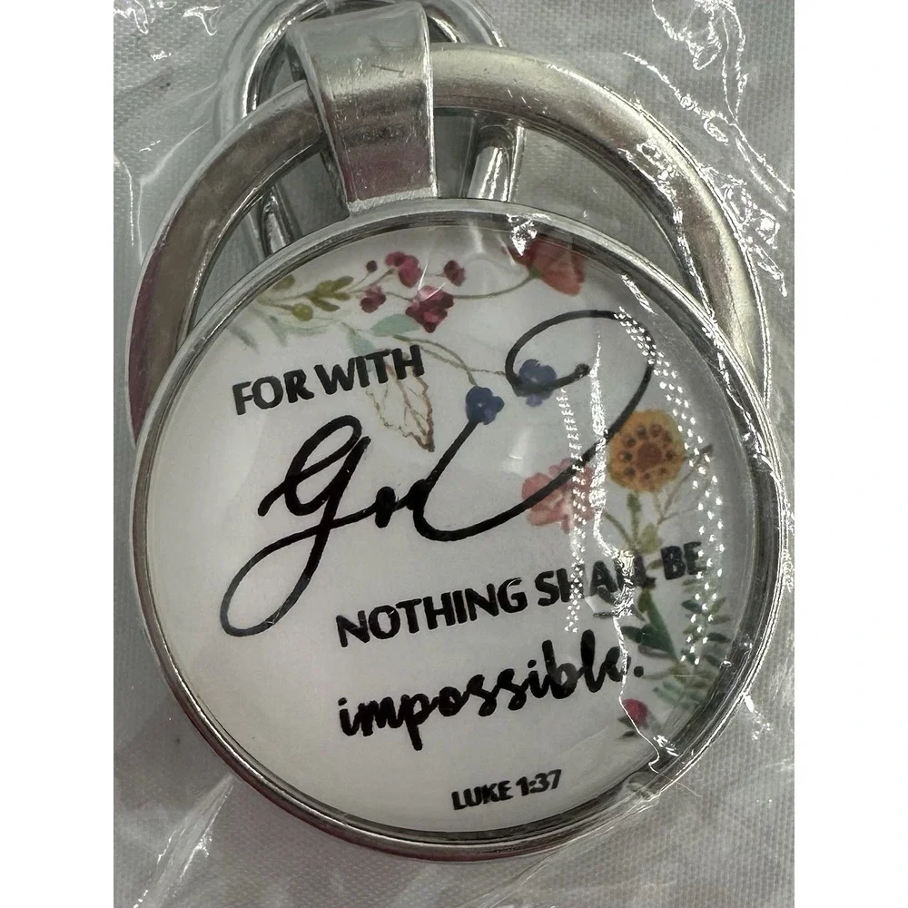 Ladies Inspiration Religious Christian Jewelry Bible Luke 1:37 Keychain